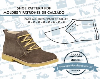 Schoenpatroon MONACO MAN 155 - Digitale PDF - Patrones de calzado - Echte maat - incluye todos los talles