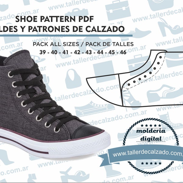 Patrones de calzado FRESNO BOY 354 -  Moldes de zapatos - Molderia Digital PDF - Incluye todos los talles - Tamaño Real