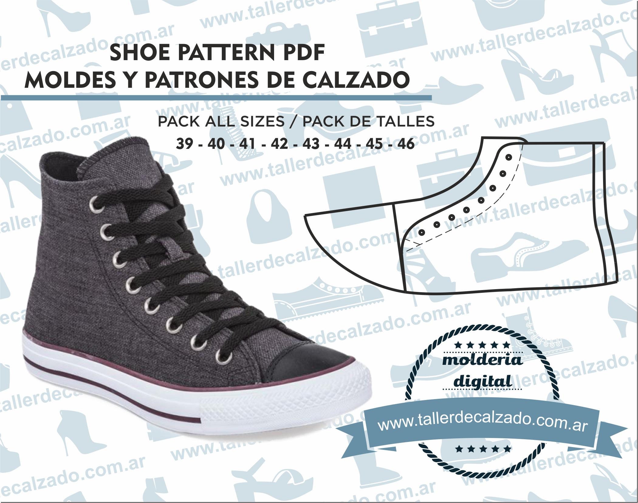 Shoe Pattern FRESNO MAN 354 - Digital PDF - Patrones de calzado -Real size-  incluye todos los talles