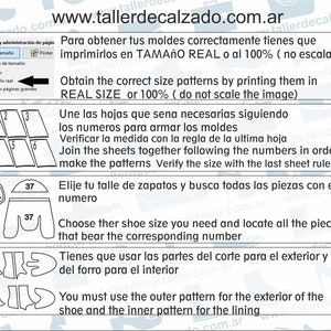Shoe Pattern SIMBA 1110X Digital PDF Patrones de calzado Real size baby shoe pattern incluye todos los talles image 5