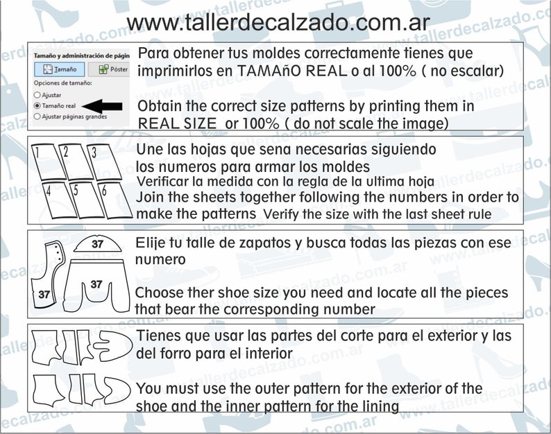 Shoe Pattern SIMBA 1110X Digital PDF Patrones de calzado Real size baby shoe pattern incluye todos los talles image 5