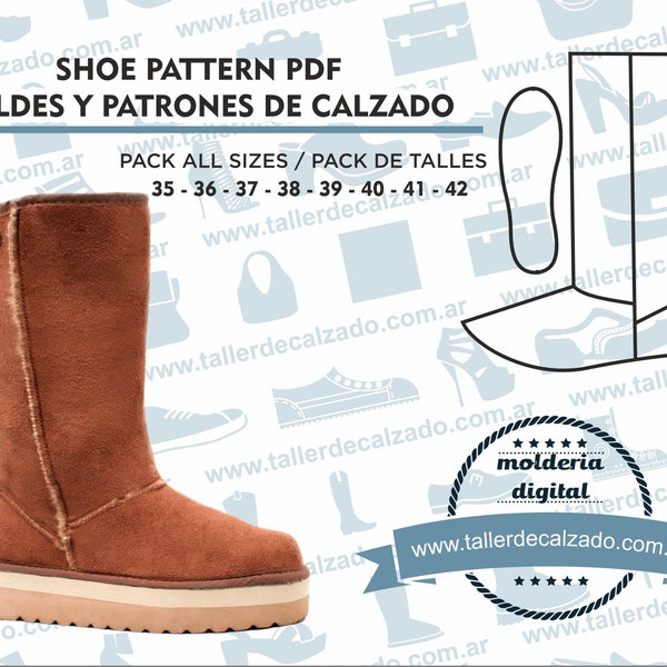 Shoe Pattern NIZA WOMAN 155 - Digital PDF - Patrones de calzado -Real size-  incluye todos los talles