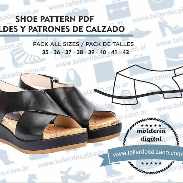 Shoe Pattern ALMA 2536X - Digital PDF - Patrones de calzado -Real size-  incluye todos los talles