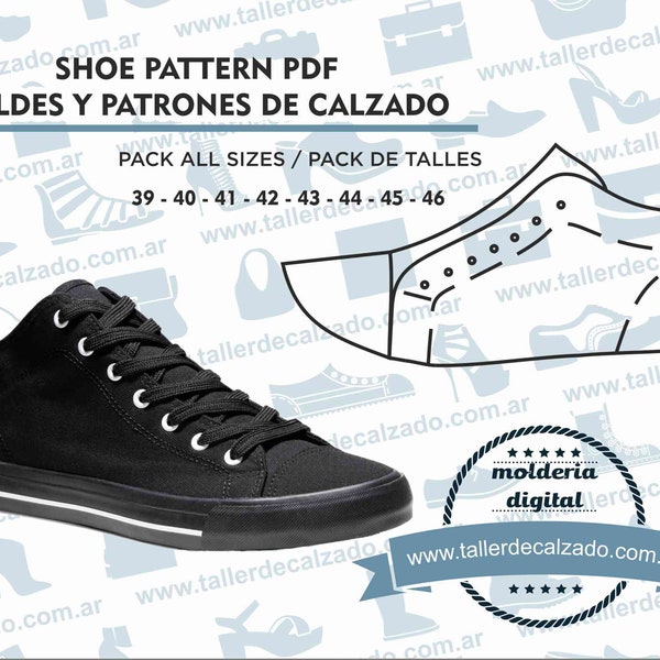 Patrones de calzado SENSA MAN 354 -  Moldes de zapatos - Molderia Digital PDF - Incluye todos los talles - Tamaño Real