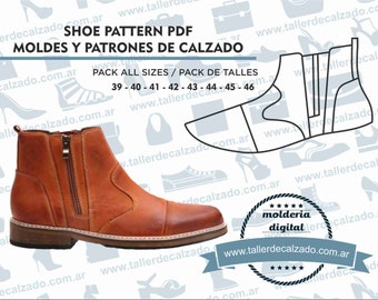 Patrones de calzado TERRA 6381X -  Moldes de zapatos - Molderia Digital PDF - Incluye todos los talles - Tamaño Real