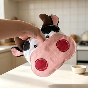 Holstein cow Mittens Oven Mitt Sewing Pattern (PDF Download) – Beginner Quilted Kitchen Decor,Farmhouse Kitchen Hot Pad,Housewarming gifts