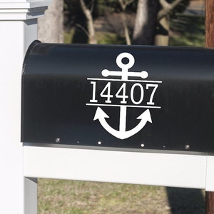 Anchor mailbox decal, Mailbox decal nautical, Mailbox number decal