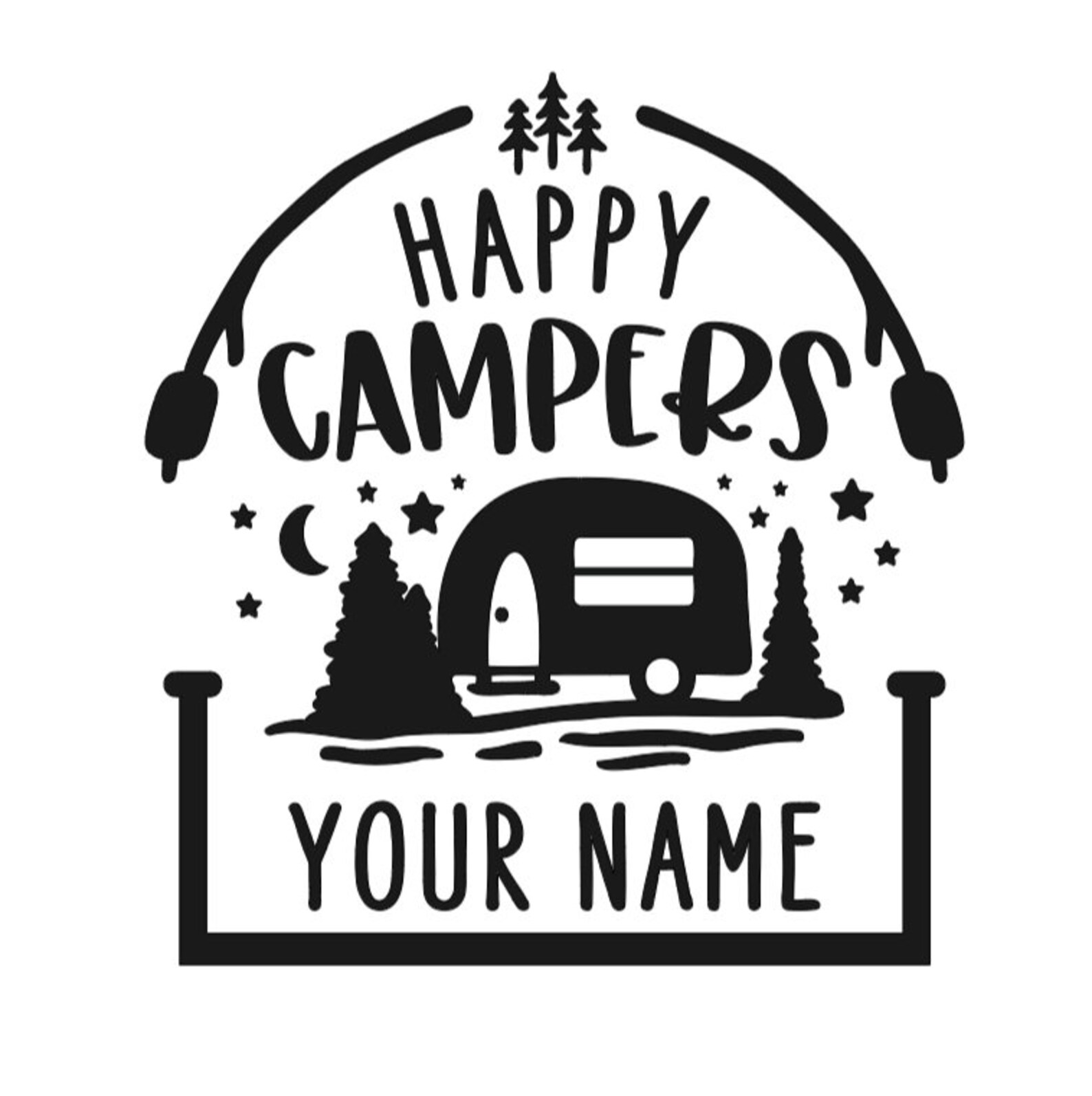 Happy Campers Vinyl Decal Camping Bucket Decal Light Bucket Etsy