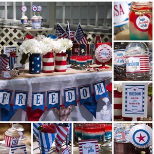 Freedom 4th of July Full Party Package Printable Instant Download Vintage As Seen In Carousel Magazine & Kara's Party Ideas image 1