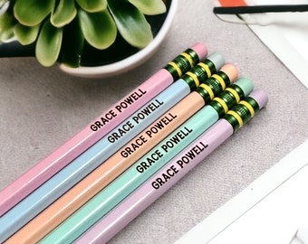 Personalized PASTELS Engraved Pencils | Back to School | 10 Pack | Ticonderoga Pencils | Student Gift | FREE SHIPPING