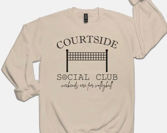 Volleyball Courtside Social Club Gildan Hoodie or Sweatshirt  | DTG Printing | Sizes S - 4XL | Sports | Volleyball Mom Parent