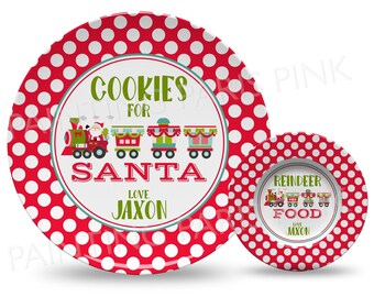 Cookies for Santa Train Personalized 10" Plate, Bowl or 2 Piece Set | Customized | Christmas | Reindeer Food