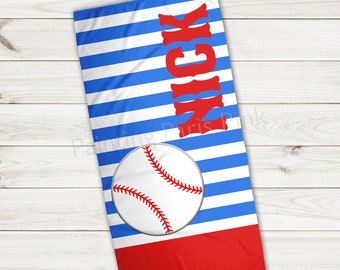 Personalized Baseball Beach Towel With Name - 30x56 Inch Microfiber Quick Dry Towel For Kids & Adults - View #13