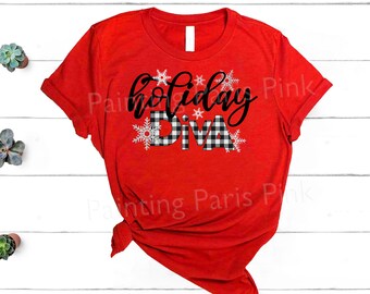 Holiday Diva Bella Canvas Unisex Tee Shirt | DTG Printing | Size up to 3XL | Christmas | Snowflakes | Free Shipping to US