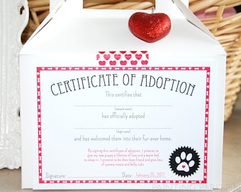 Puppy Love Certificate of Adoption | Printable | Instant Download | | Dog Party | Paw-ty | Puppy Adoption