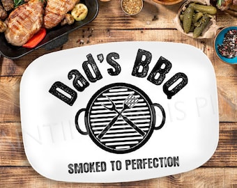 Smoked To Perfection (ANY NAME) Personalized Melamine Platter | Dad | Father | Grilling | BBQ Grill