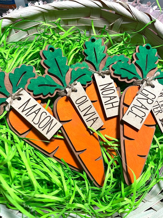 Personalized Carrot Easter Basket Tag | Engraved Wood | Easter Bunny | Holiday | Carrots | My First Easter Il_570xn