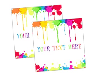 Art Party Paint Splatter 5x5 Labels | Editable & Printable | Instant Download | | Artist | Paint Party