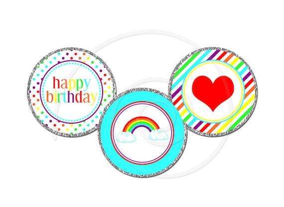 Rainbow & Hearts Chocolate Candy Kiss Labels | Instant Download | Summertime Il_570xn