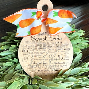 MINI Round Charcuterie Cutting Board Decor Kitchen Tiered Tray Decor Carrot Cake Recipe Easter Spring Bunny image 3