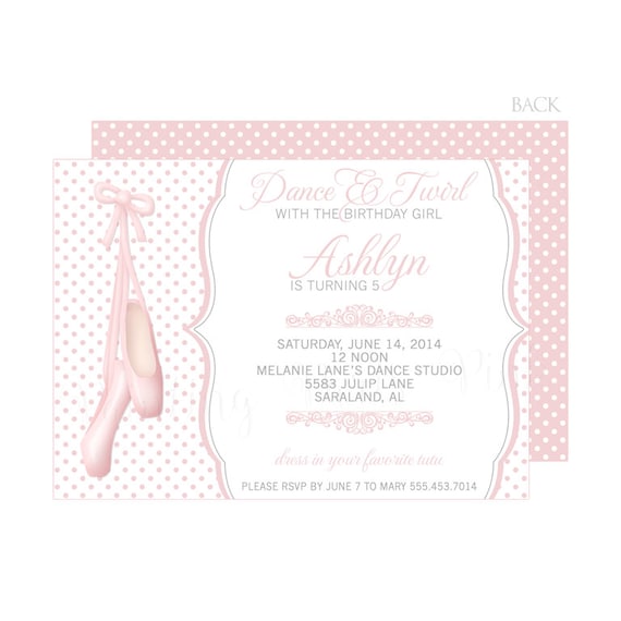Ballet Invitation | Printed or Printable 5" x 7" | Ballerina | Dance ...