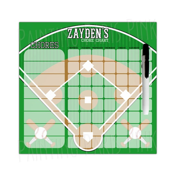 Baseball Diamond Personalized Dry Erase Chore Chart Custom Etsy
