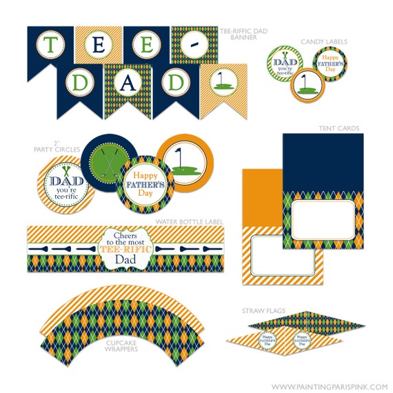 Golf Father's Day Printable Party Collection | ON SALE | Instant Download | Argyle & Stripes |Tee-riffic Il_570xn