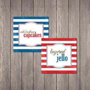Freedom 4th of July Tent Cards Printable Instant Download Food Labels Stars Stripes image 3
