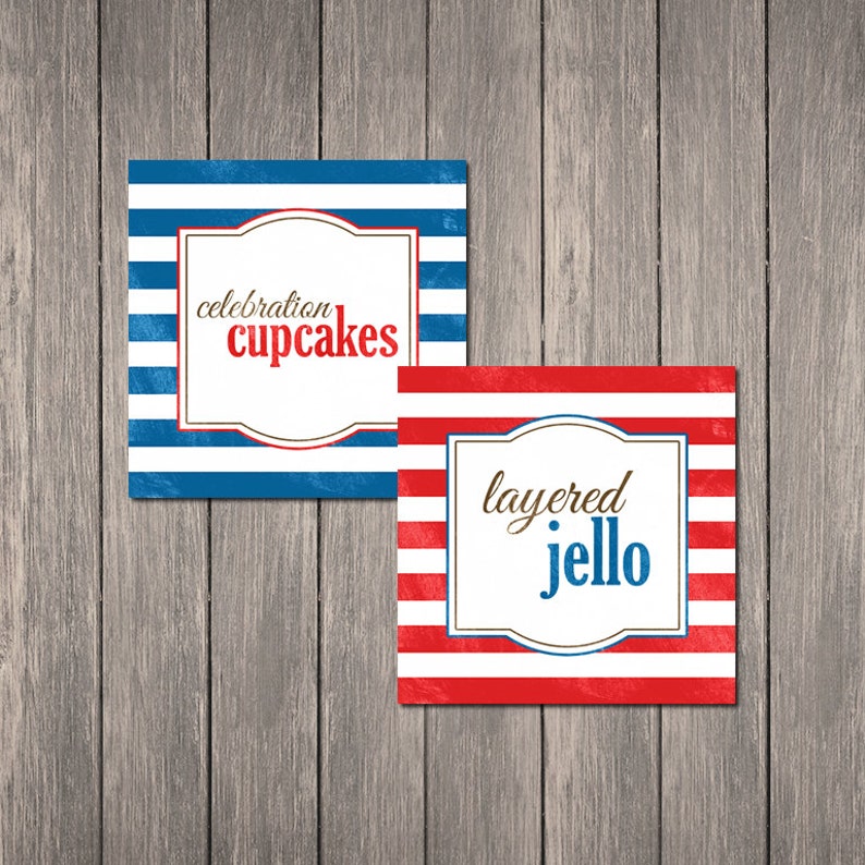 Freedom 4th of July Tent Cards Printable Instant Download Food Labels Stars Stripes image 3