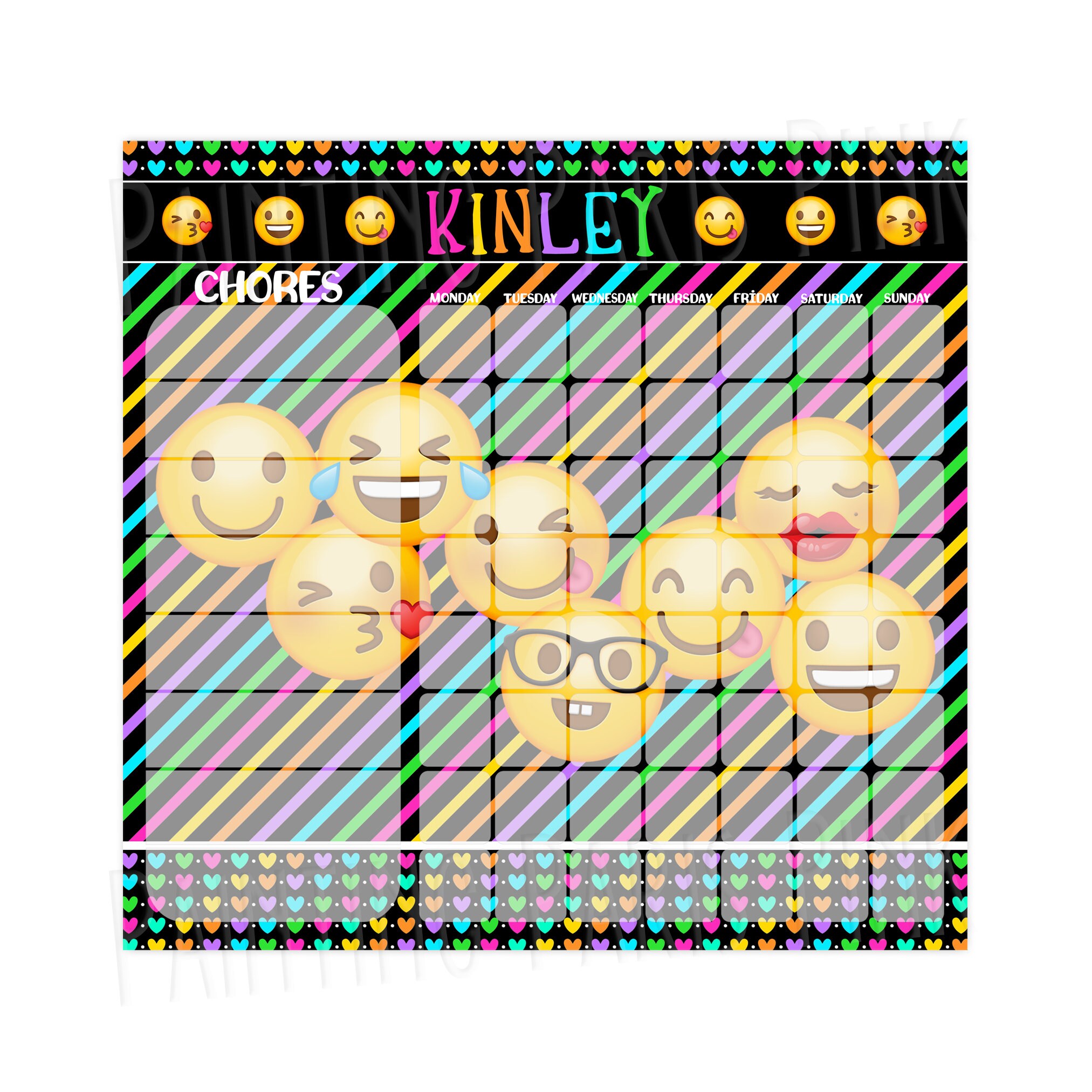 Emoji Fun Personalized Dry Erase Chore Chart Custom with 5-7 | Etsy