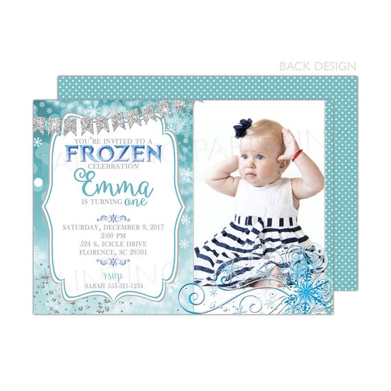 Snowy Frozen Winter Invitation | Printable OR Professionally Printed | 5x7 | Customized | Snowflakes Il_570xn