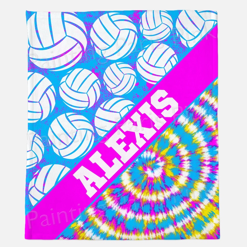 Minky Fleece Blanket Tie Dye Volleyball Full Blanket Design Etsy