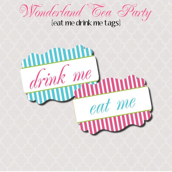 Items similar to Printable Eat Me Drink Me Tags (2 styles) - Wonderland Tea Party Collection ...