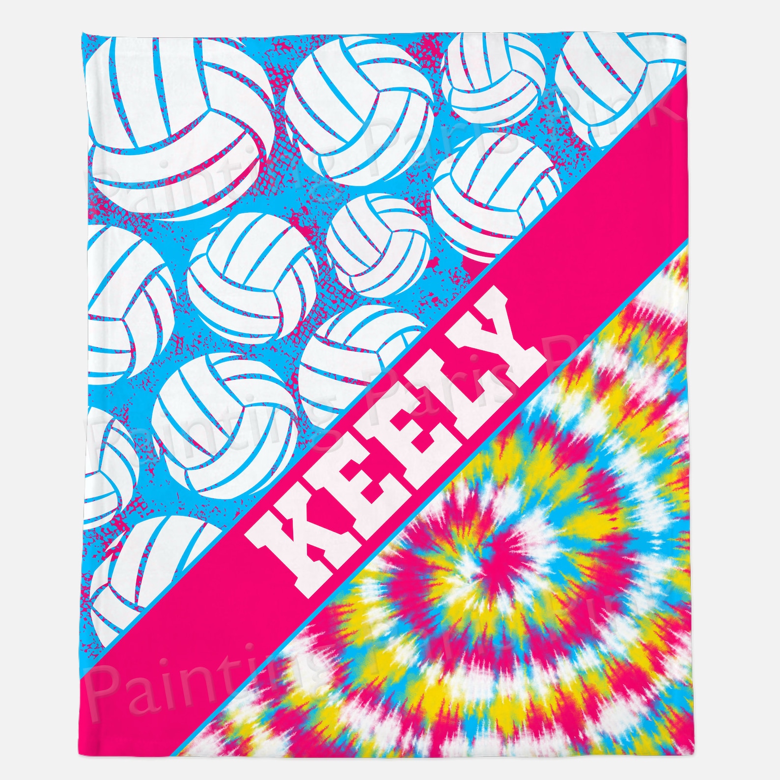 Minky Fleece Blanket Tie Dye Volleyball Full Blanket Design Etsy