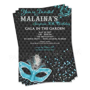 Masquerade Invitation Printable OR Professionally Printed Customized Quinceañera Sweet 16 Mardi Gras 5 Colors To Choose From image 5