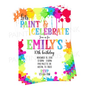 Art Party Birthday Party Invitation | Printable OR Professionally Printed | 5x7 | Paint Splatter ...