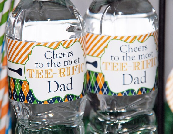 Father's Day Golf Water Bottle Labels | Printable | Instant Download | Tee-riffic Il_570xn