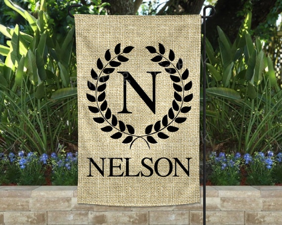 Burlap Laurel Wreath Garden Flag | Outdoor Decor | Many Sizes | Customized | Hibiscus | Fall Autumn | Wreath | FREE SHIPPING Il_570xn