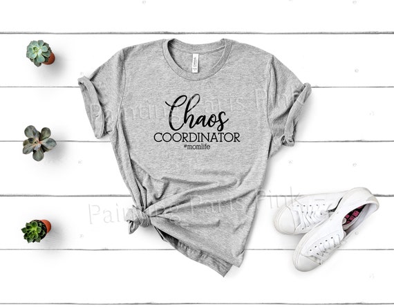 Chaos Coordinator #momlife Bella Canvas Unisex Tee Shirt | DTG Printing | Up to Size 3XL | Many Colors | Custom Hashtag | Free Ship to US Il_570xn