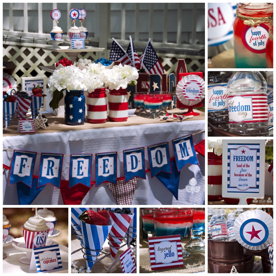 Freedom 4th of July Full Party Package Printable Instant Etsy