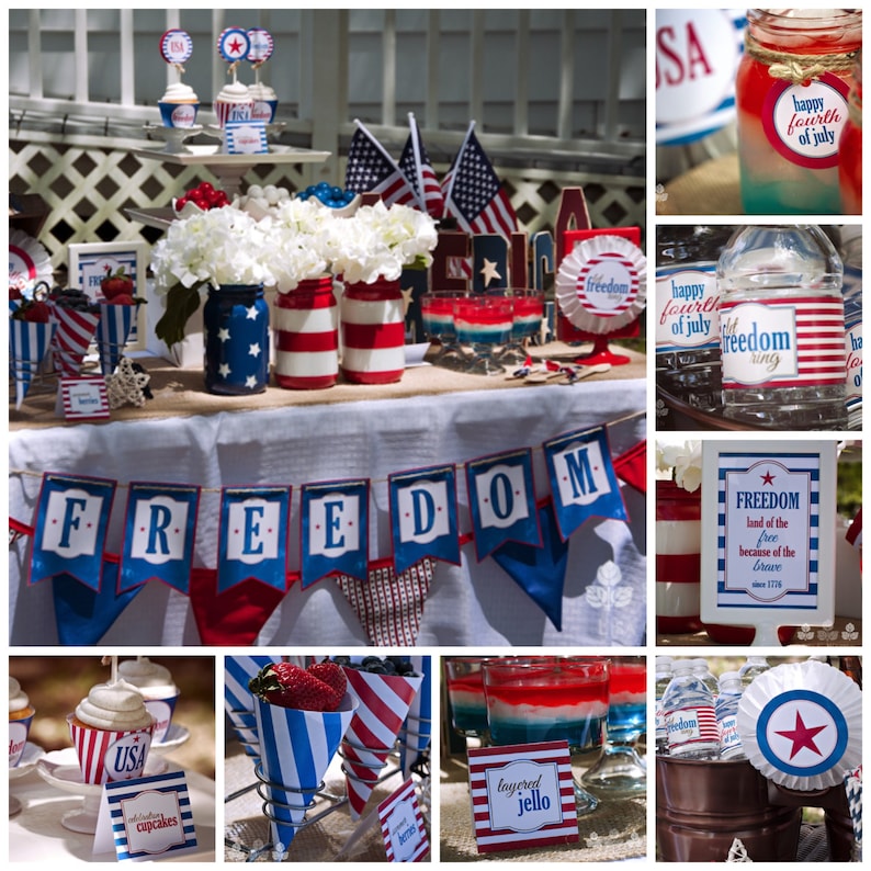 Freedom 4th of July Full Party Package Printable Instant Download Vintage As Seen In Carousel Magazine & Kara's Party Ideas image 1