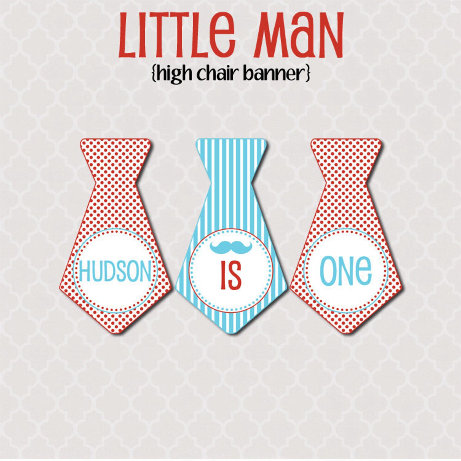 Printable High Chair Banner Little Man Party Collection - Etsy