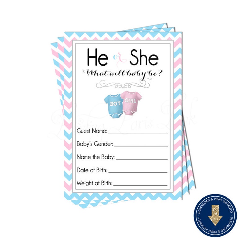 He or She Baby Shower Game Guess the Baby Game Printable - Etsy