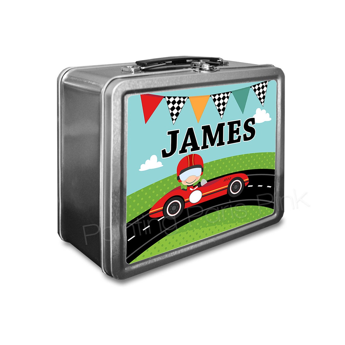 Race Car Classic Tin Lunch Box with or without Side Wrap Etsy