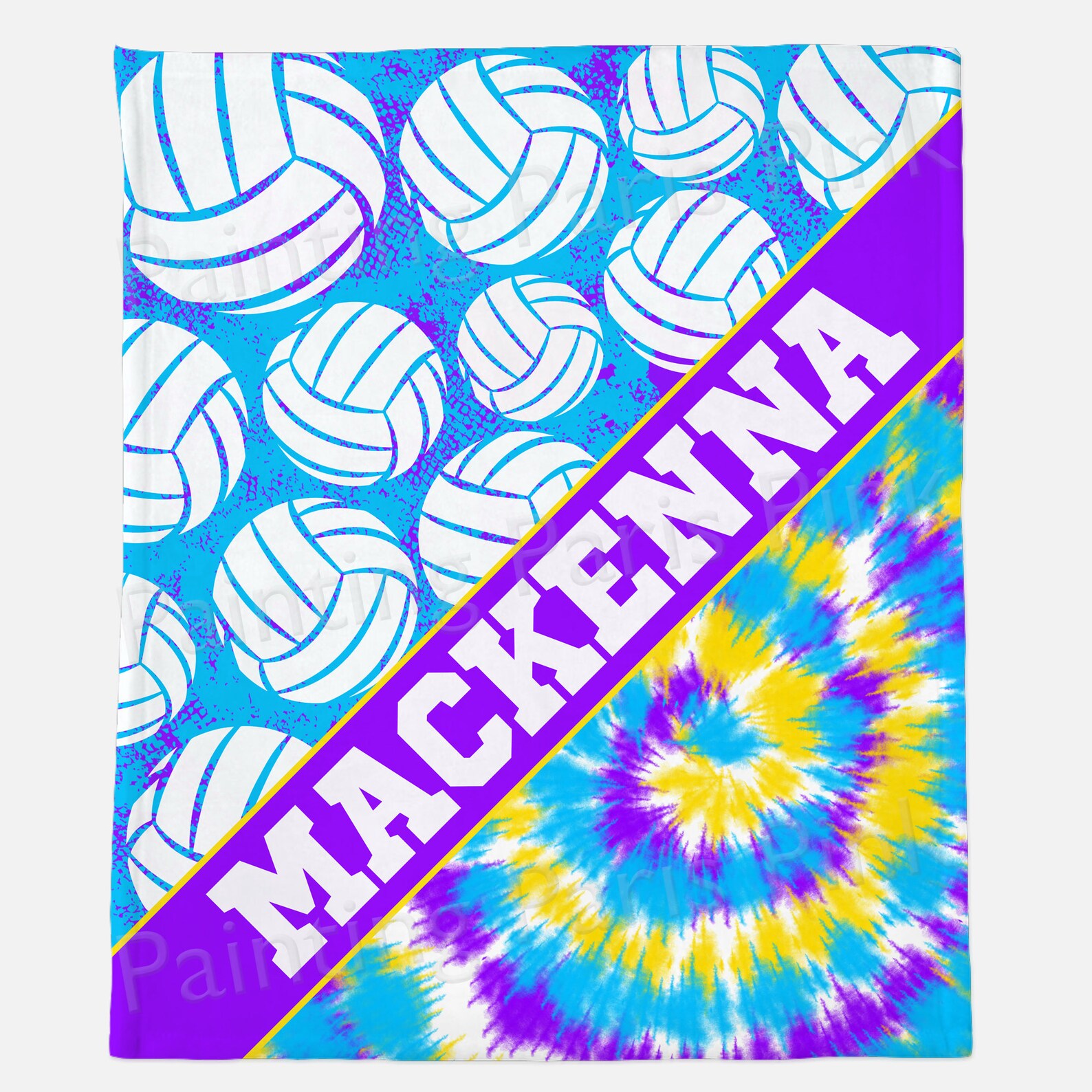 Minky Fleece Blanket Tie Dye Volleyball Full Blanket Design Etsy