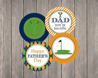 Father's Day Golf 2" Party Circles | Printable | Instant Download | Cupcake Toppers | Tee-riffic