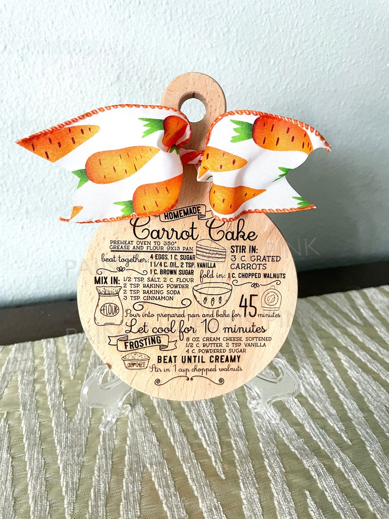 MINI Round Charcuterie Cutting Board Decor Kitchen Tiered Tray Decor Carrot Cake Recipe Easter Spring Bunny image 1