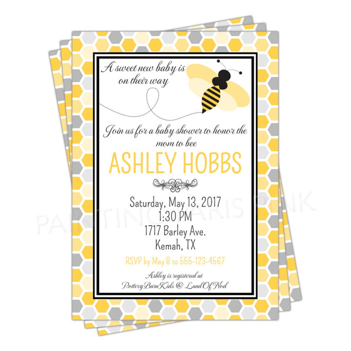 Bumble Bee Baby Shower Invitation Printable or - Etsy