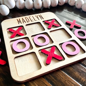 Valentine Tic Tac Toe Personalized Game XOXO Valentine Gift Girl Boy Kids Free Shipping image 1