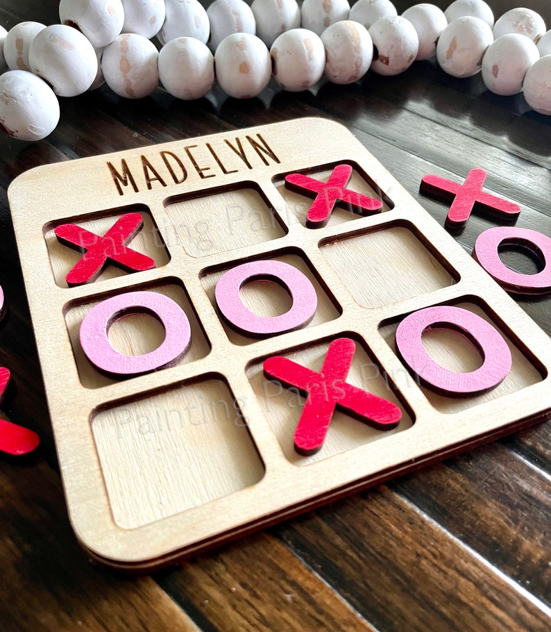 Valentine Tic Tac Toe Personalized Game XOXO Valentine Gift Girl Boy Kids Free Shipping Bild 1